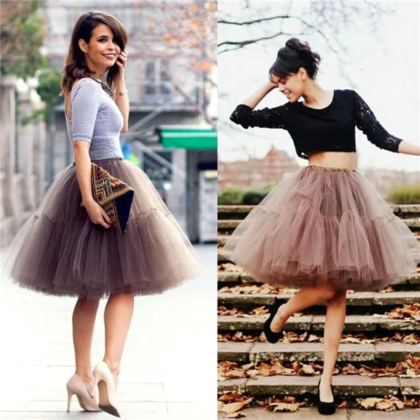 Falda de gasa de 6 capas para mujer, tutú de cintura alta de tul suave de malla, falda hinchada para baile de - AliExpress