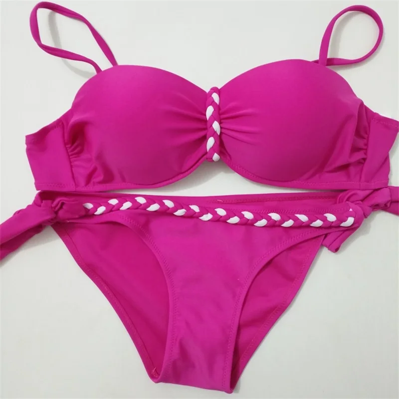Preise Gelb Backless Bandeau Bademode Bikini Brazilian 2019 Push Up Bikinis Eingestellt Frauen Sexy Solide Plus Größe Badeanzug Badeanzüge 3XL