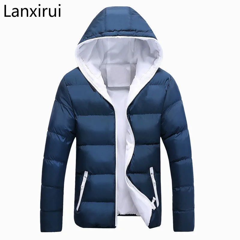 

Men Winter Jacket Fashion Hooded Thermal Down Cotton Parkas Male Casual Hoodies Windbreaker Warm Coats 5xl ,Ya696