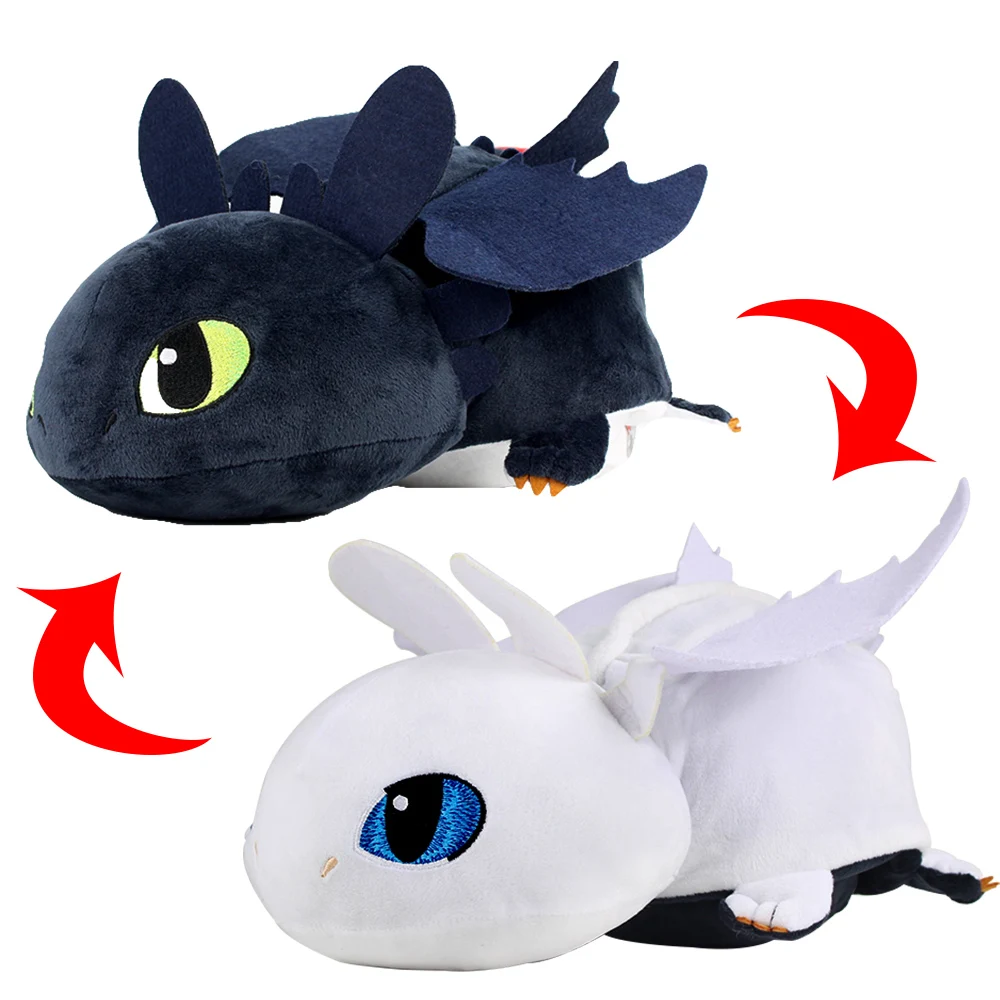

How to Train Your Dragon 3 Plush Pillow Toy Toothless Night Fury Light Fury White Dragon Stuffed Animal Doll Toys