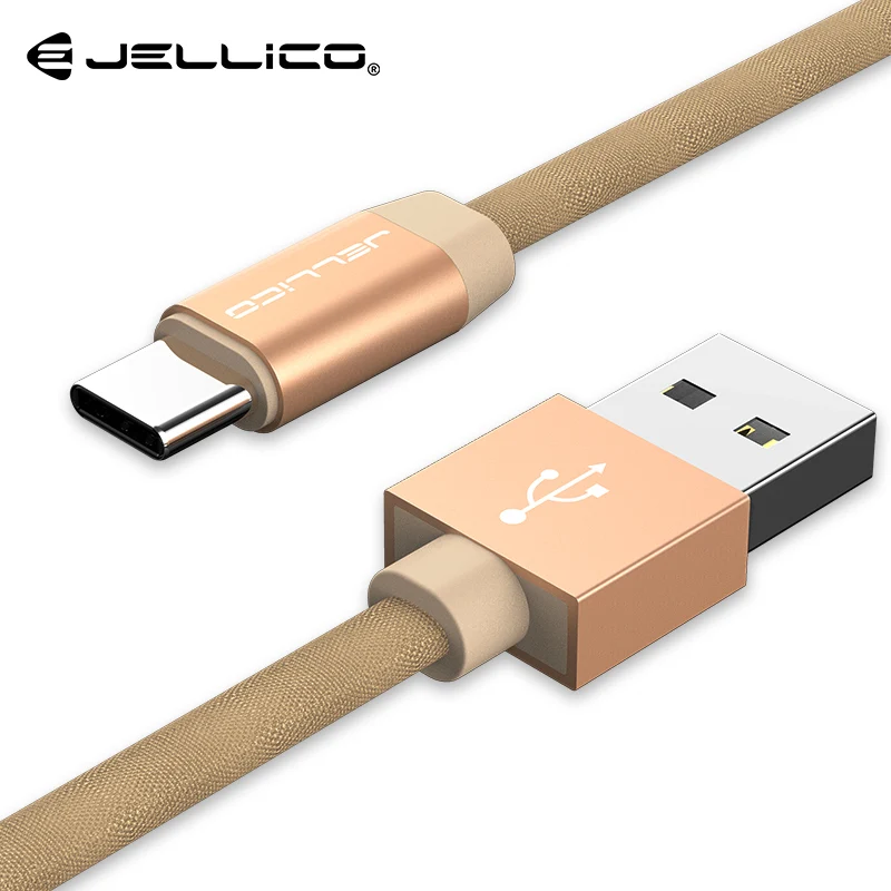 Jellico нейлоновый кабель usb type C для samsung Galaxy Note 9 S9 S8 кабель для быстрой зарядки type-C для Xiaomi Mi6 huawei Nexus 6P - Цвет: Gold