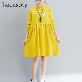 

Maternity Clothes New Rabbit Embroidery Loose Waist Dress Fashion Long Sleeve Retro Dress for Pregnant Woman Pregnancy Clothes
