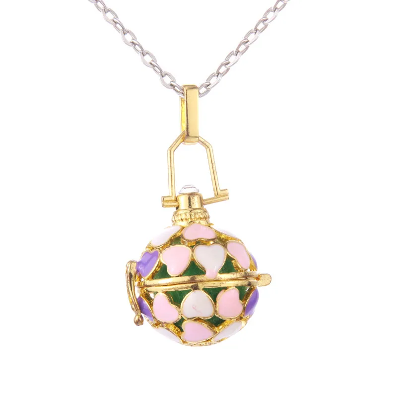 Rhinestone Mexico Ball Aromatherapy Jewelry Essential Oil Diffuser Necklace Pregnancy Lockets Pendant Necklace Pregnancy Balls - Окраска металла: N2324-GOLD