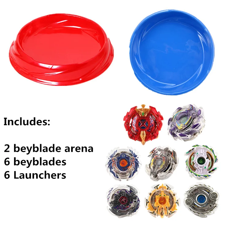 

Spinning Top For Kid (6 beyblades + 6 launchers + 2 arena stadiums ) Beyblade Burst Gyro Arena Original Edition God Series