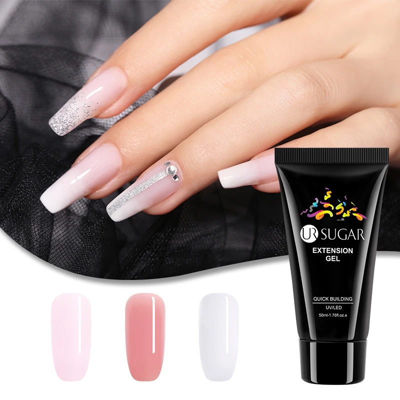 

UR SUGAR 50ml Quick Extension Gel Pink Clear UV LED Building Gel Nail Tips Enhancement Slip Solution Nail Art Builder UV Polish