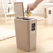 Cubo de basura de 8L/12L, tapa de presión, tipo cubo de basura, cocina, sala de estar, baño, basura, oficina, cesta de papel, cubo de basura, triangulación de envío