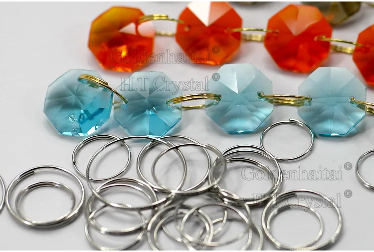 

Crystal Chandelier Lamp Accessories Bead Curtain Stainless Steel Circular Metal Ring Chrome Connecting Octagonal Beads Connector