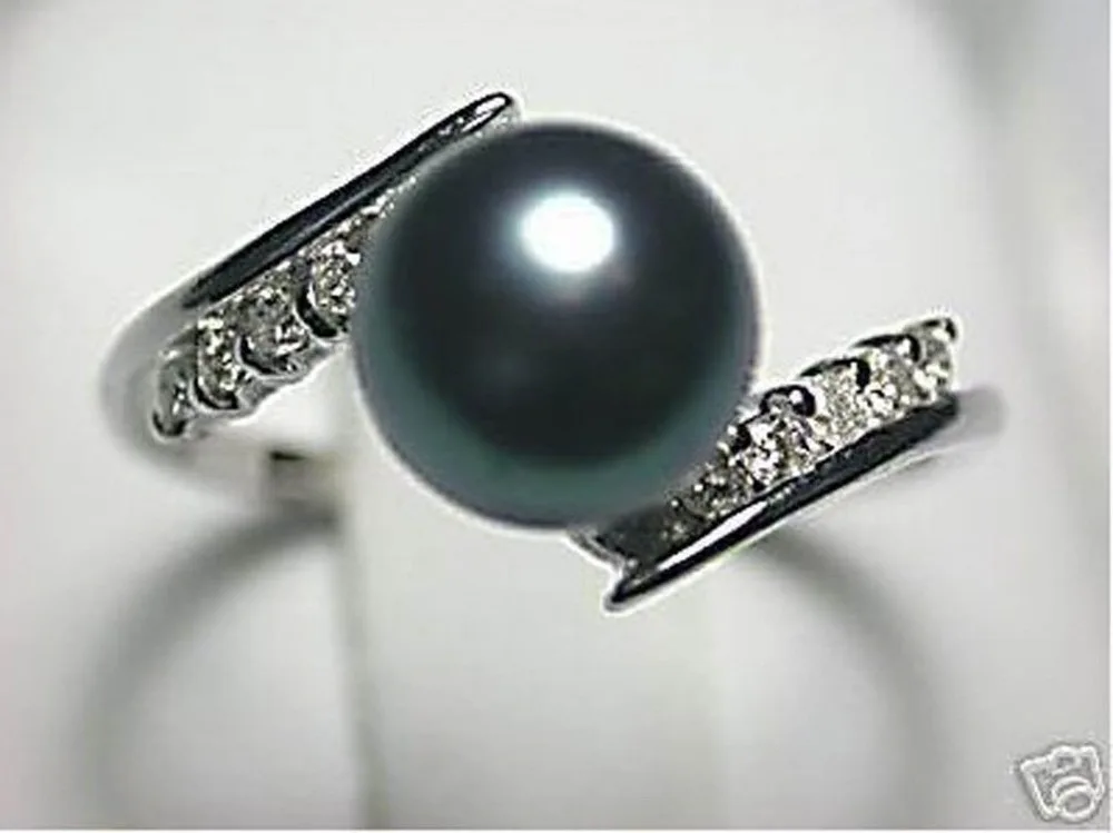 Кольцо с черным жемчугом TAHITIAN Размер 7 9 # опт|ring size|pearl ringpearl ring price |