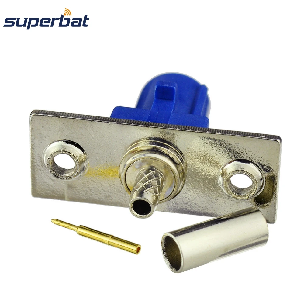 Superbat Fakra C 블루 수 2 홀 패널 RF 동축 커넥터, 케이블 RG316, RG174, LMR100, GPS 텔레매틱스 및 네비게이션용, 10 개