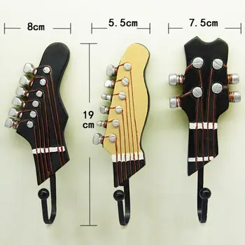 

Vintage Guitar Shaped Decorative Hooks Rack Hangers for Hanging Clothes Coats Towels Keys Hats Metal Resin Hooks Wall Mounted