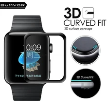  For iWatch Plating Tempered Glass For Apple Watch 38mm 42mm Series 3 2 1 Full Cover 3D Curved Black Edge Screen Protector Film