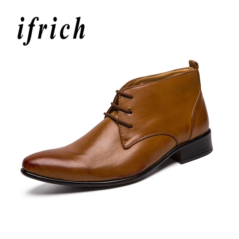 

Fashion Derby Shoes Men Brown Black Male Pointed Toe Dress Shoes High Top Adult Business Footwear Comfortable Elegant Men Shoes