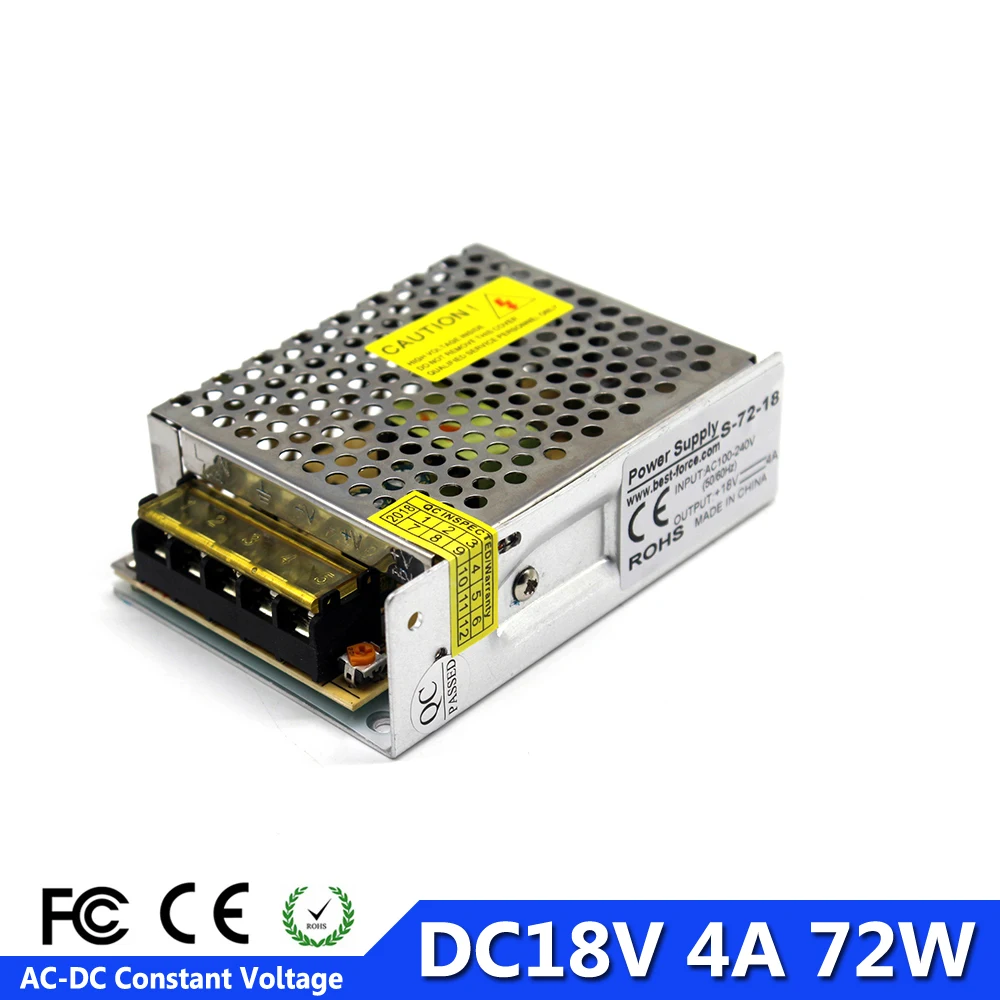 

DC18V 4A 72W Switching Power Supply Adapter Transformer 100-240V AC TO DC 18v SMPS For Led Strip CNC 3D Printer Display
