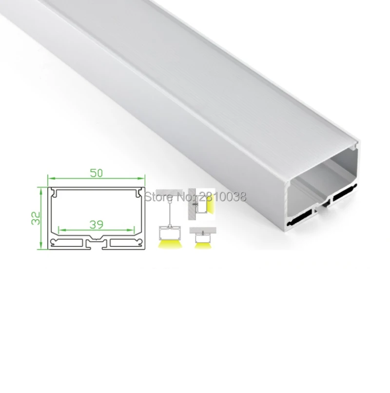 5 X1M Sets/Lot Square type Anodized aluprofil u and Extruded alu profil led for wall or pendant strip lights