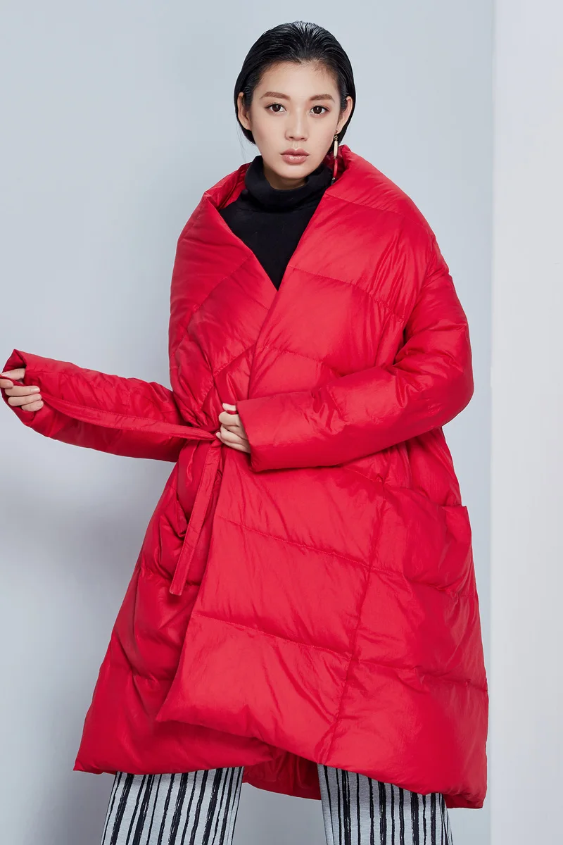 Nouvelle Manteau 2016 Arrivée Blanc aigyptos bc Ligne Le Une Lâche Nouveauté Personnalité Hiver Bas Veste Canard Femmes Noir Longue rouge blanc Robe Vers 90 pFI5q