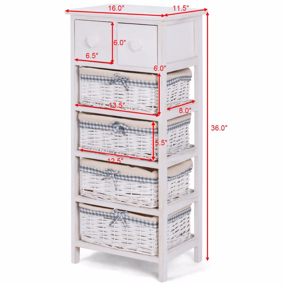 Giantex Nightstand Bedside End Table Organizer 4 Wicker Baskets Chest Cabinet Living Modern Room Furniture HW57052 Giantex Nightstand Bedside End Table Organizer 4 Wicker Baskets Chest Cabinet Living Modern Room Furniture HW57052