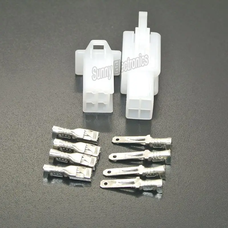 10set 4 Way 2.8mm Mini Connector Kit WHITE Motorbike Motorcycle Pin