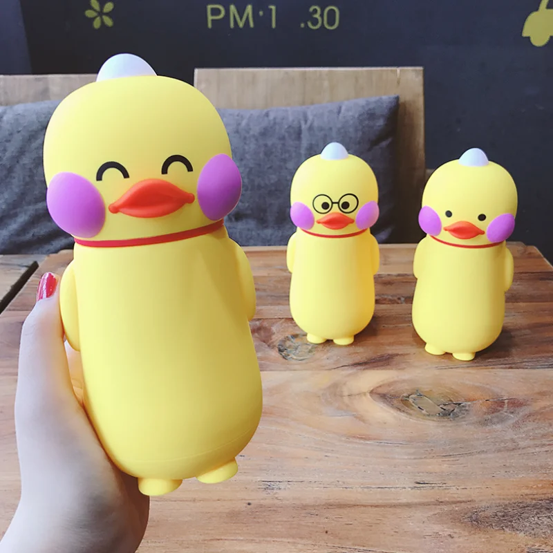 Корея милая стеклянная чашка мультфильм Застенчивый утка стеклянная бутылка для воды с изоляционное покрытие для путешествий спортивные школьные герметичные бутылки для воды