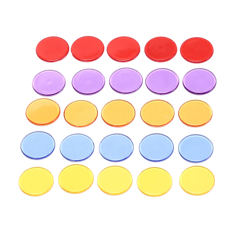50 шт. 5 цветов прозрачные счетчики подсчета бинго фишки пластиковые маркеры бинго поставки