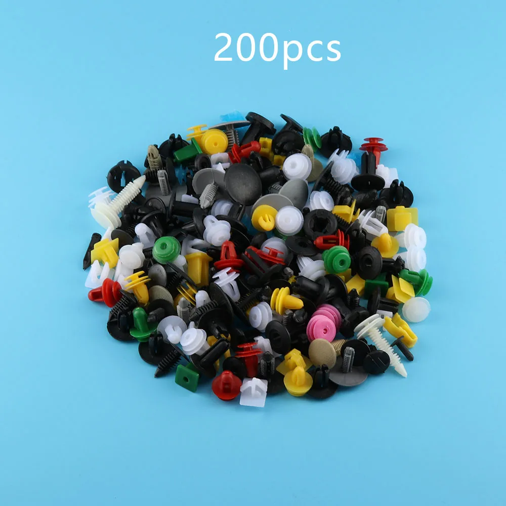 200Pcs 100/200 шт. Универсальный смешанные авто крепежа бампер автомобиля зажимы фиксатор Автомобильный Крепеж заклепки двери Панель подкрылок для всех автомобилей - Название цвета: 200Pcs