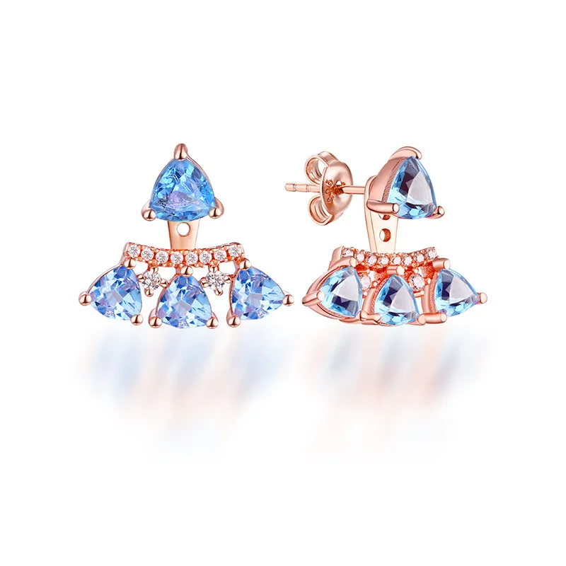 

925 Sterling Silver Topaz Geometric Stud earrings Cute style For Women as a Gift