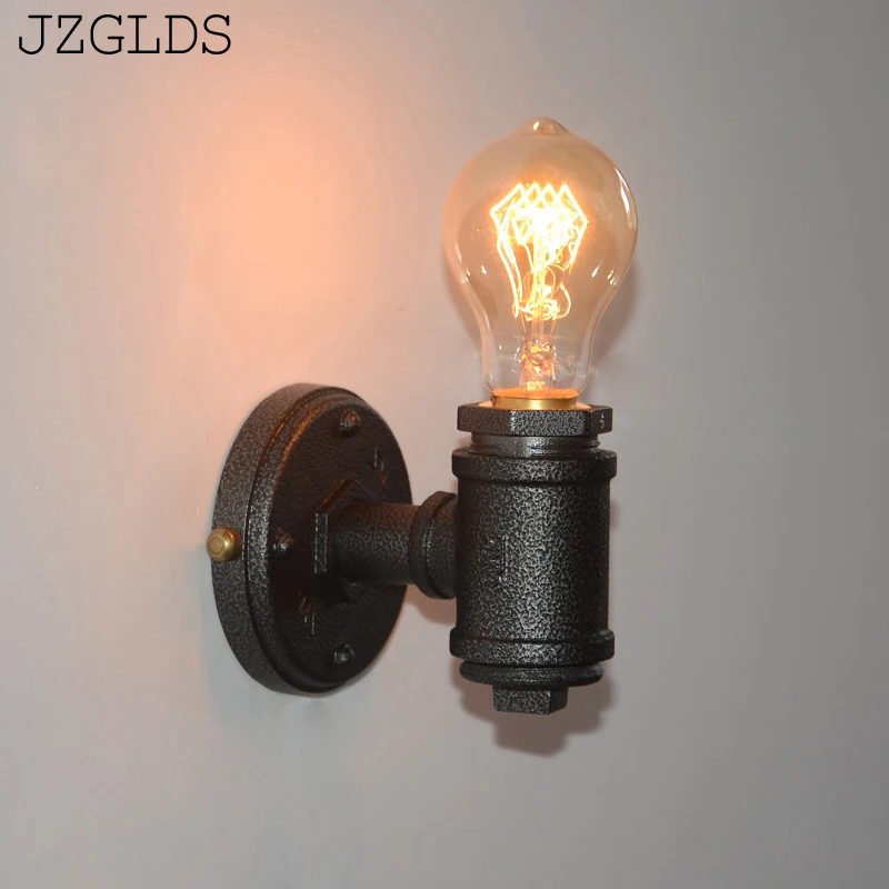 

Retro industrial Wroguht Iron Water Pipe Wall Lamp Vintage Loft Iron Wall Lamps Edison Incandescent Coffee Light Bulb