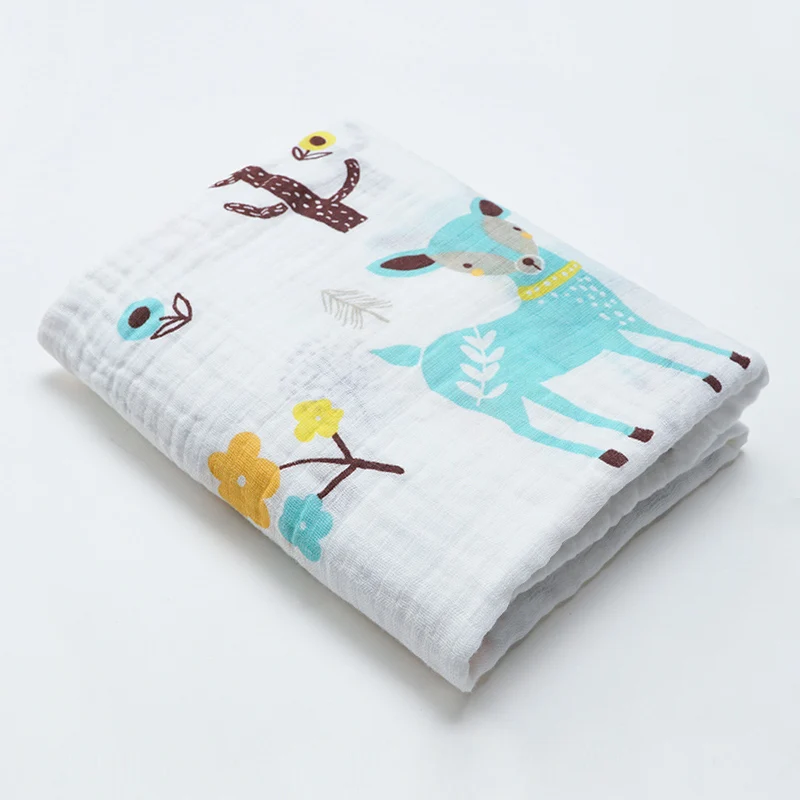 Muslinlife/ модное Хлопковое одеяло для пеленания, муслиновая пеленка для новорожденных, одеяло с мультяшным принтом, Хлопковое одеяло для малышей - Цвет: big deer