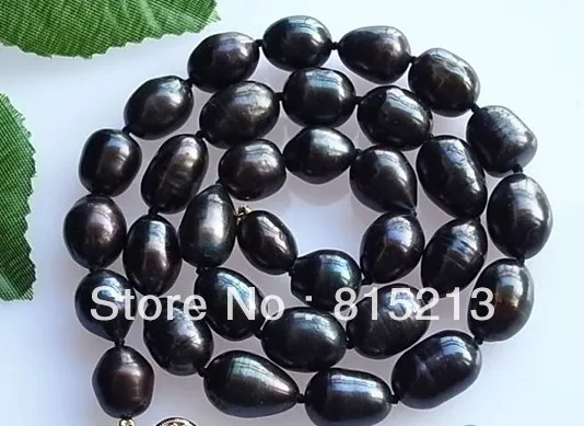 

FREE SHIPPING>>>@@ > N366 18" 16MM BLACK RICE FW CULTURED PEARL NECKLACE