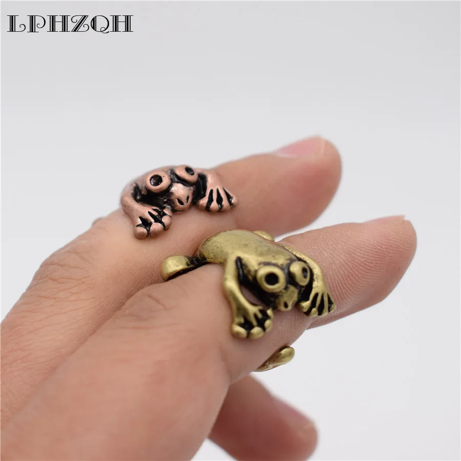 LPHZQH 2017 hot fashion Vintage Adjustable animal ring cute frog Ring