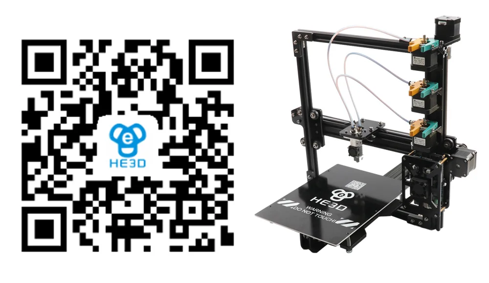 HE3D новое обновление 2 в 1 из DIY 3D Принтер Комплект двойной полностью металлический экструдер цветной принтер