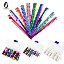 Ladymisty 1 коробка Голографическая фольга для ногтей градиентное звездное небо дизайн ногтей переводная наклейка лазер Сделай Сам Набор наклеек 2,5*100 см