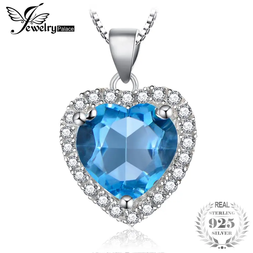 

JewelryPalace Natural Blue Topaz 925 Sterling Silver Heart Pendant Necklace Jewelry Fine Jewelry for Women Without Chain