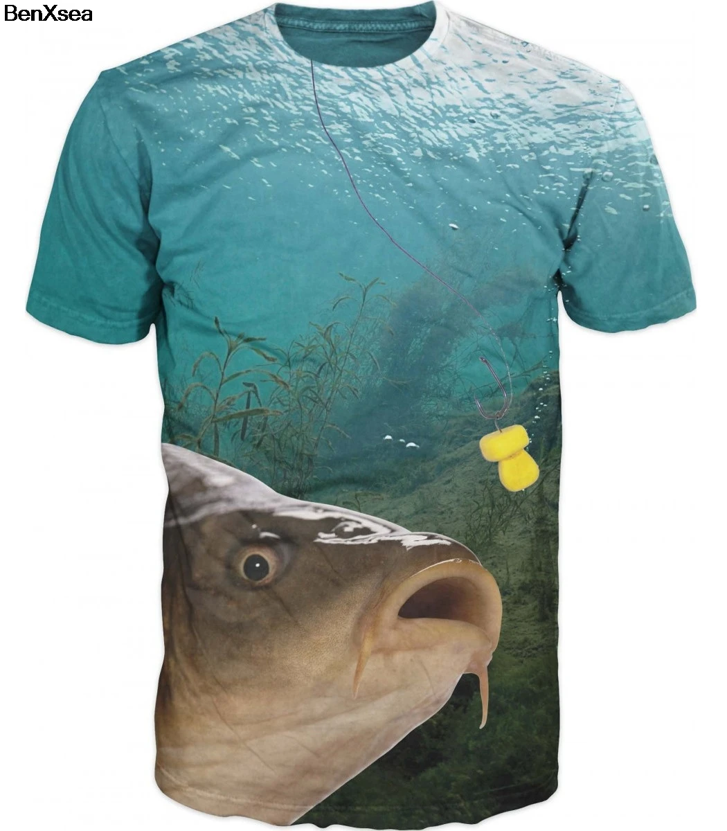 Летняя футболка с 3D принтом, крутая Мужская футболка с 3D рыбкой, хобби, футболка с карпом, наряды, унисекс, милые хипстерские рубашки для девочек, оверсайз - Цвет: Красный