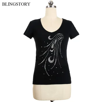 

BLINGSTORY Women's Plus Size Cute T-shirts for Women Short Sleeve Diamond Top Ladies V Neck Tees XXXXXL LP5209060