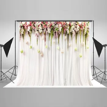 

pink flower leaves curtains backdrops Vinyl cloth High quality Computer print wedding photography studio background