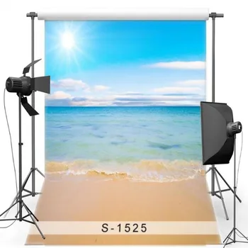 

Sun Blue Sky White Clouds Ocean Sea Beach Backgrounds Vinyl cloth High quality Computer print children kids backdrops