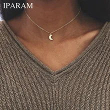 Милое маленькое ожерелье с кулоном в виде Луны для женщин золотого цвета ожерелье-чокер в богемном стиле воротник бижутерия в подарок на Рождество femme