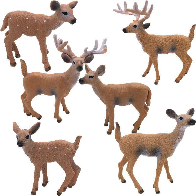 

6 Styles Action Figures Cute Simulation Wild Animal Deer Model Solid Whitetail Animal Collection Figure Toys For Children #E
