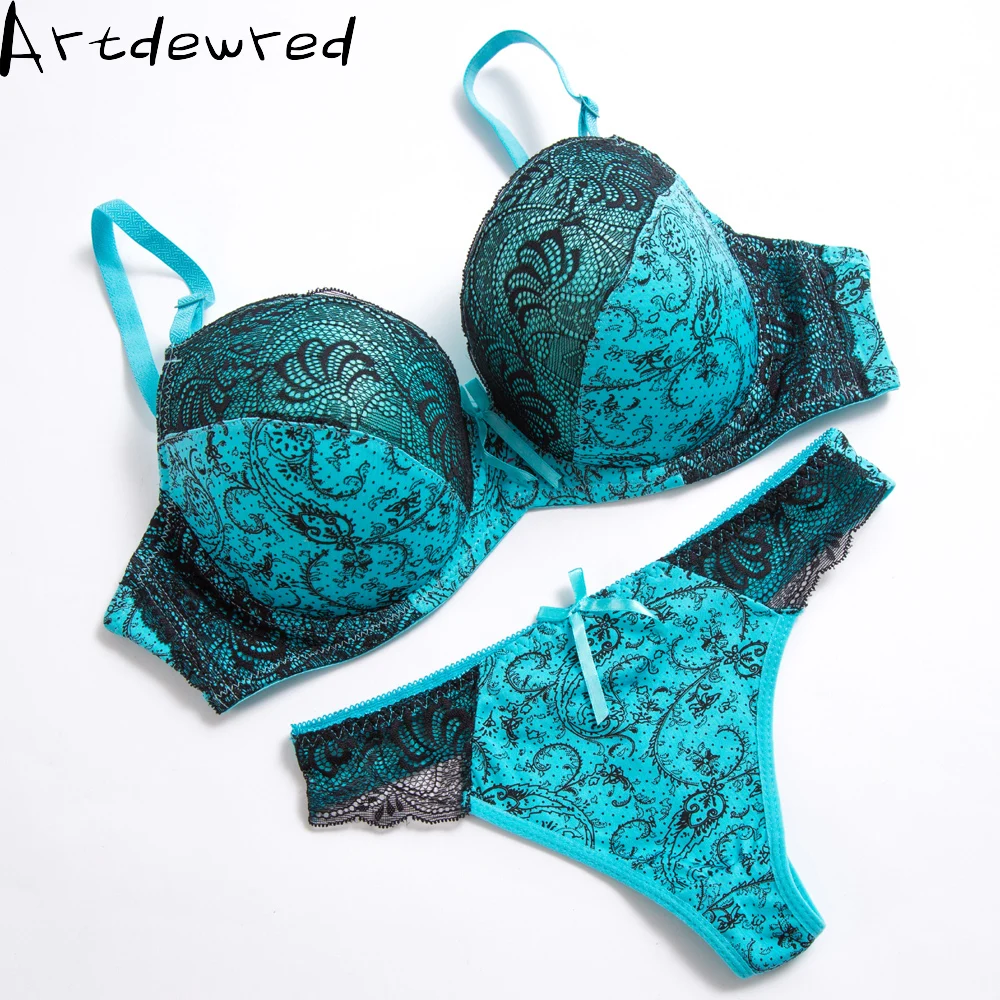 Комплект нижнего белья пуш ап с кружевом большие размеры|bra set|women underwear setunderwear set |