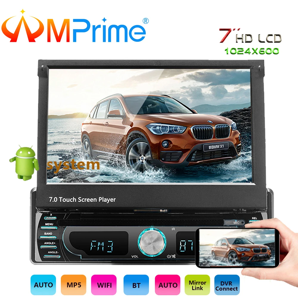 

AMPrime 1 din Android wifi Car Multimedia Player Autoradio One Din Car Radio Universal Car DVD Players GPS Navigation FM USB