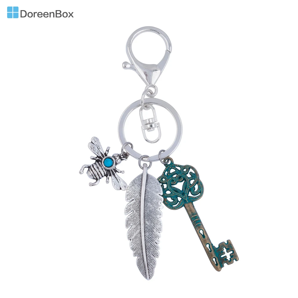Doreen Box винтажный брелок для ключей и брелоков серебряного цвета с зеленым брелком