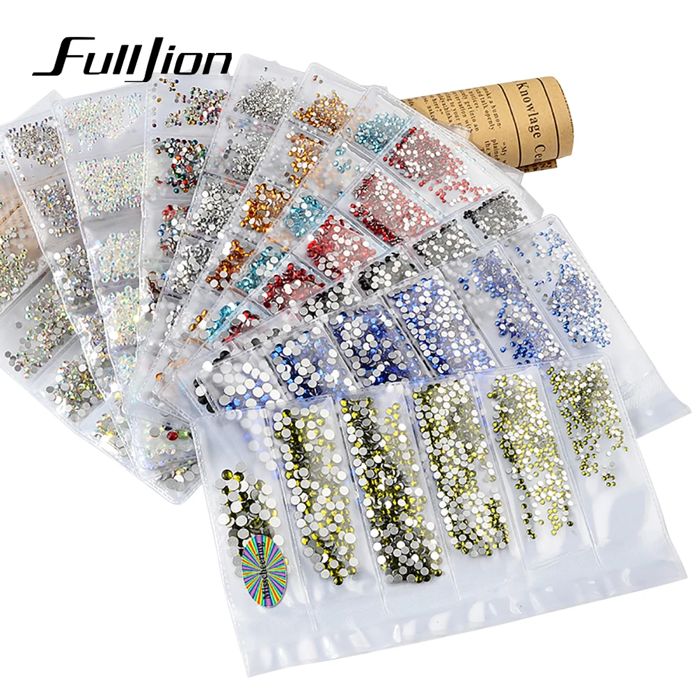 Fulljion Nail Rhinestones Crystals Strass for Art Decorations 3D Shiny Gems Mixed Sizes DIY Nails Design Accessories Tools | Красота и