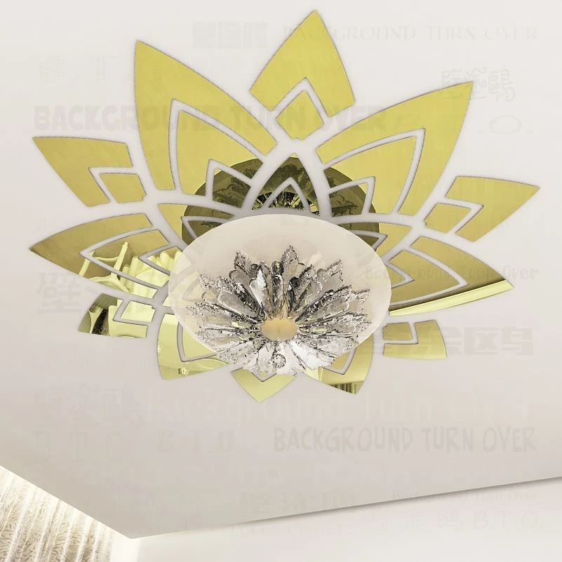 Зеркальная Наклейка на стену s стикер украшение комнаты домашний декор декоративный потолочный светильник люстра лампа цветок кольцо в форме лепестка круглый R033