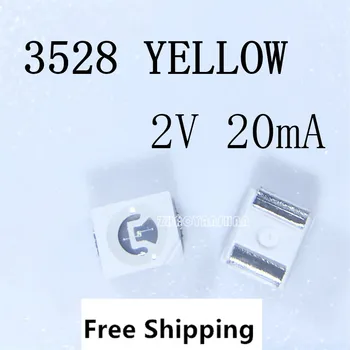 

10000pcs X 3528 YELLOW 1210 YELLOW 2V 20MA Led Lamp SMD diode smd led smd beadssuper-bright-leds Free Shipping SMT Reel