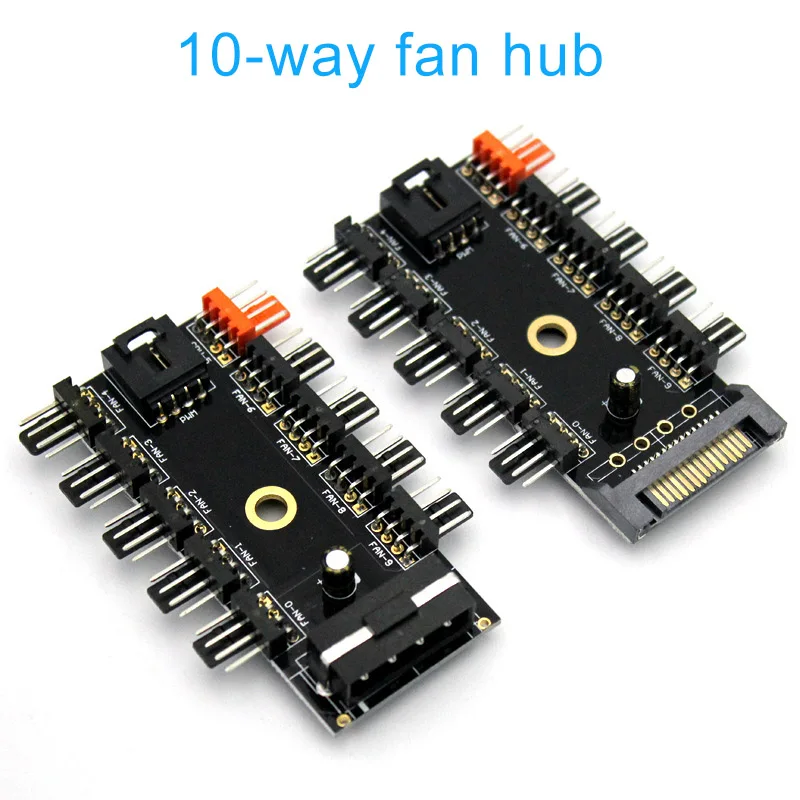 

10 Way Fan Concentrator PWM Temperature Control Speed Regulation 3/4PIN Port Hub QJY99
