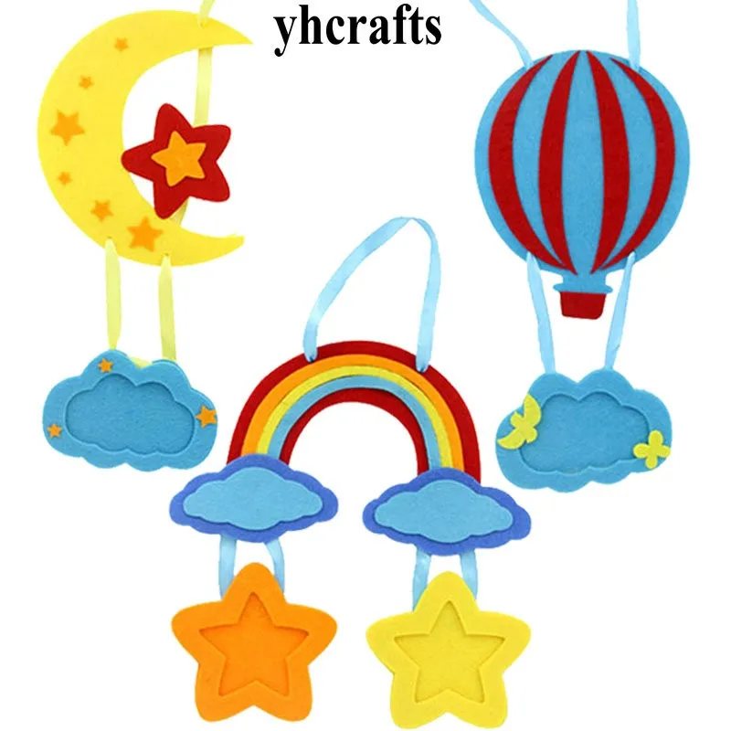 

3PCS/LOT.Rainbow moon ballon hanger with picture frame craft kits Early learning educational craft diy toys Kindergarten crafts