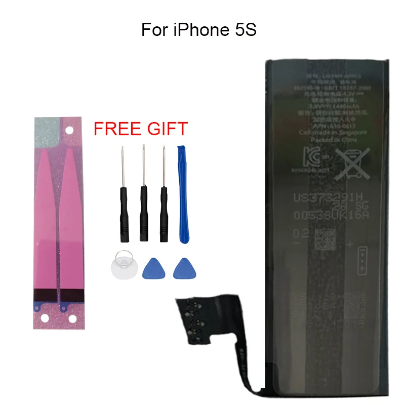

1440mAh for iphone 5s battery 3.8V Li-ion Internal Battery Replacement for iPhone 5S IP5S Battery With Repair Tools