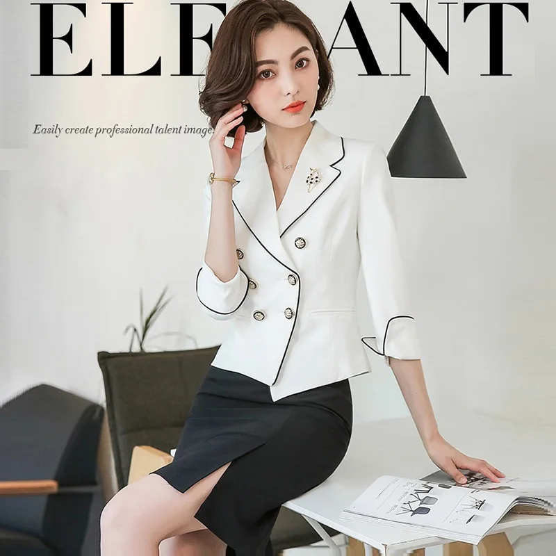 

New Summer Lady Coordinates Suit Set,Two Piece Set Suit Skirt Business Attire,OL Interviewer Formal Women Set,Short Sleeve