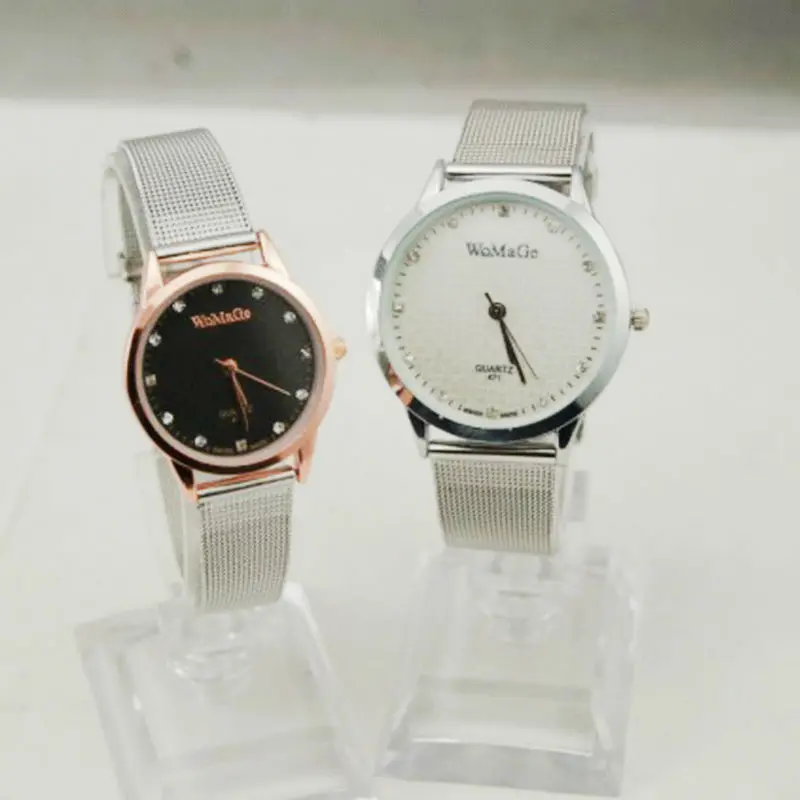 

2018 New Diamonds Elegant grid steel band Men Ladies Wristwatches Analog Quartz Womage Luxury couple lover Wrist watch best gift