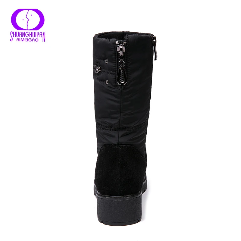 AIMEIGAO 2018 New Snow Boots For Women Winter Fur Warm Boots Waterproof Thick Bottom Flats Comfortable Heels Shoes Women's Shoes